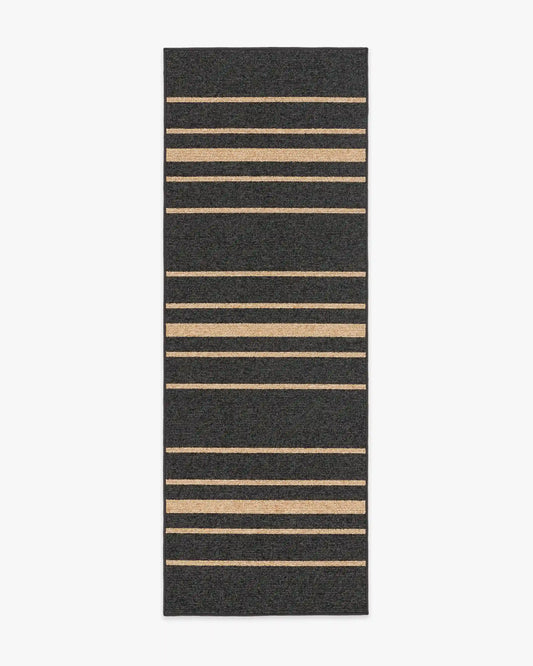 Arden Stripe Black & Natural Performance Weave Rug