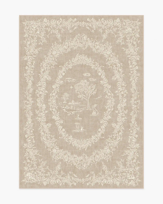 Bashful Bunny Toile Natural Rug