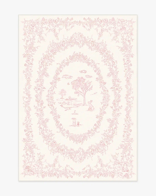 Bashful Bunny Toile Pink Rug