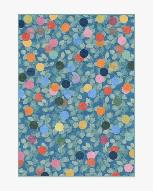 Botanical Whimsy Dots Blue Rug