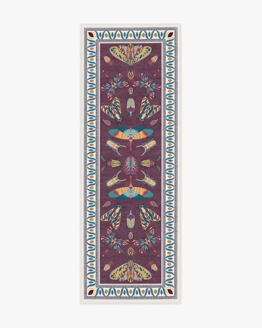 Flutterby Burgundy Rug by Iris Apfel