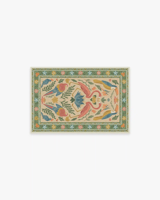 Birds Of A Feather Green & Peach Rug by Iris Apfel