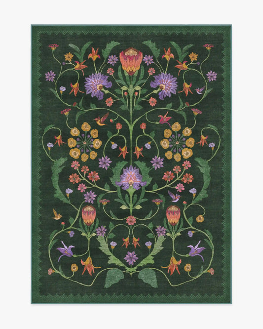 Protea Forest Green Rug by Iris Apfel