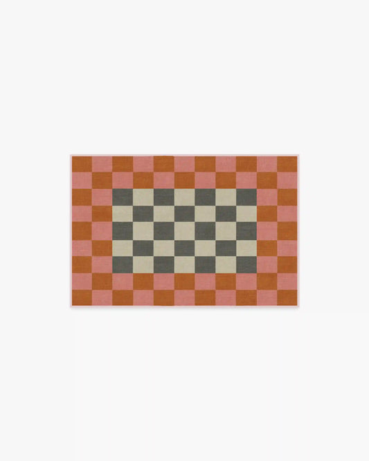 Checker Border Pink & Orange Rug by Jonathan Adler