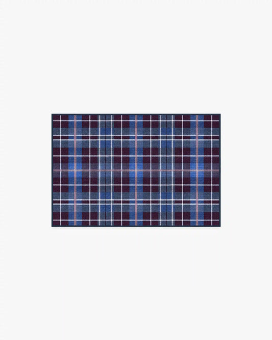 Josa Plaid Burgundy & Blue Rug by Humberto Leon