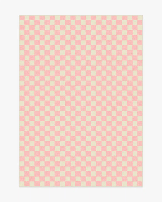 Let's Play Checkers Pink Rug