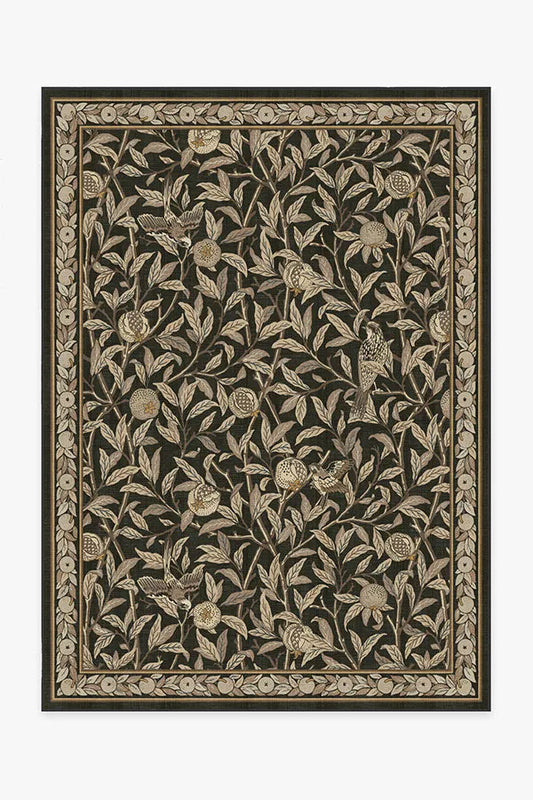 Bird & Pomegranate Soft Black Rug by Morris & Co.