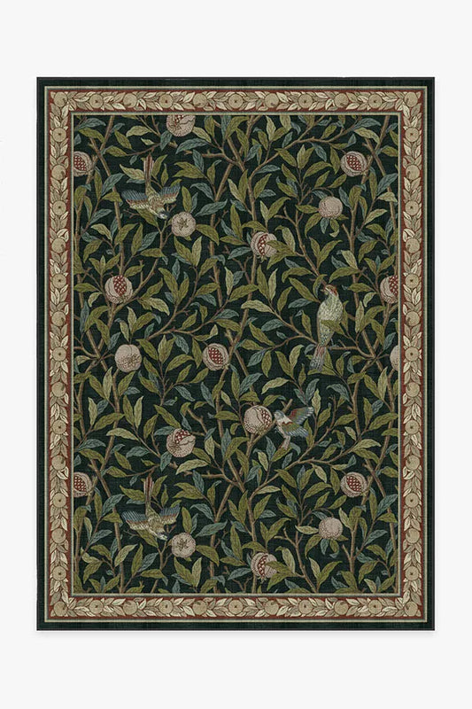 Bird & Pomegranate Teal Green Rug by Morris & Co.