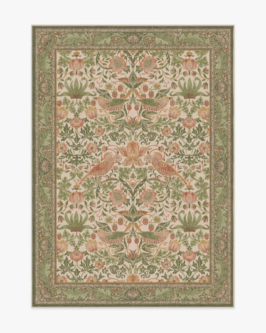Strawberry Thief Sage & Rose Rug by Morris & Co.