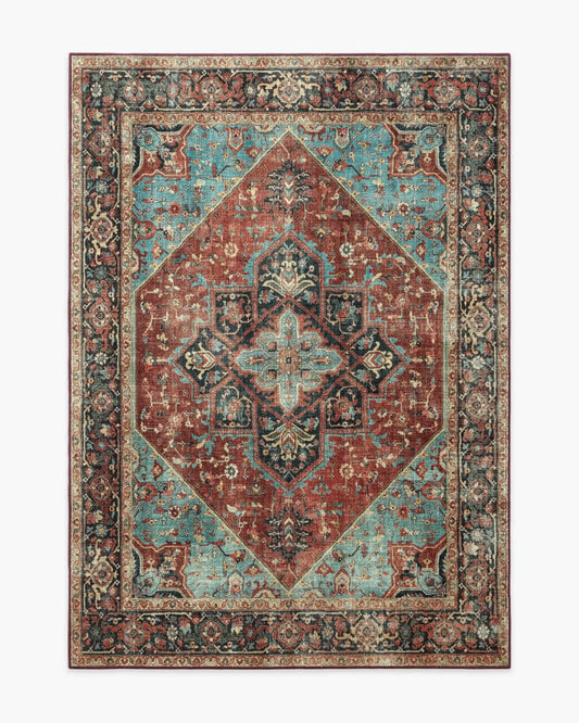 Santiago Crimson & Light Blue Rug