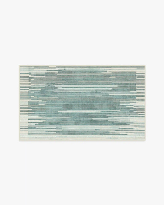 Striated Border Blue Rug