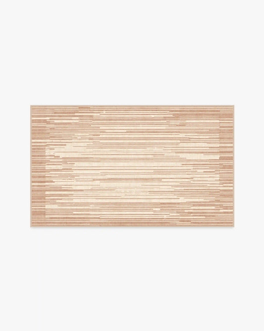 Striated Border Neutral Rug