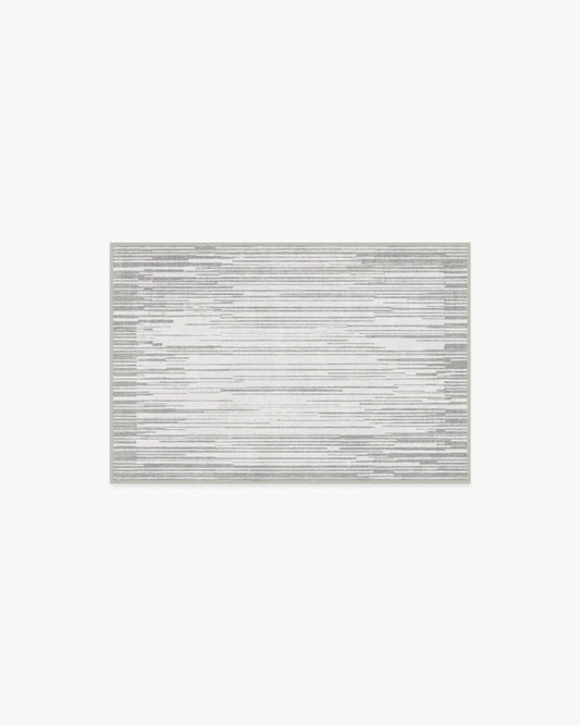 Striated Border Soft Grey Rug