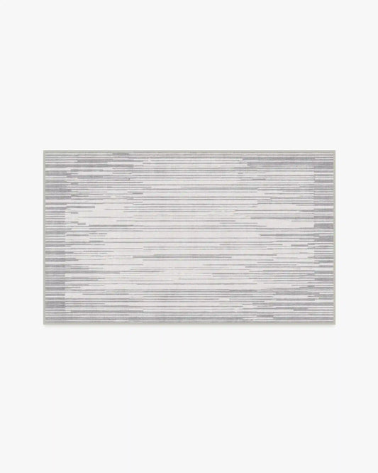 Striated Border Soft Grey Rug