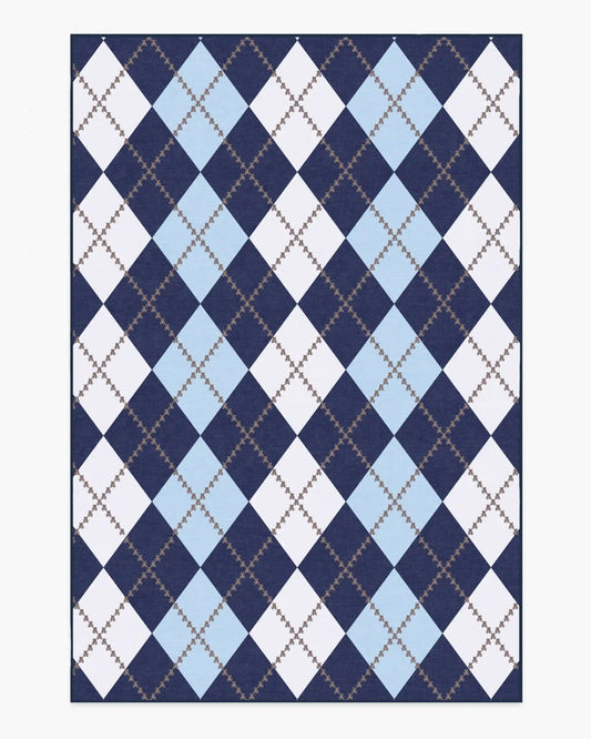 Teddy Bear Argyle Navy & Blue Rug by Humberto Leon