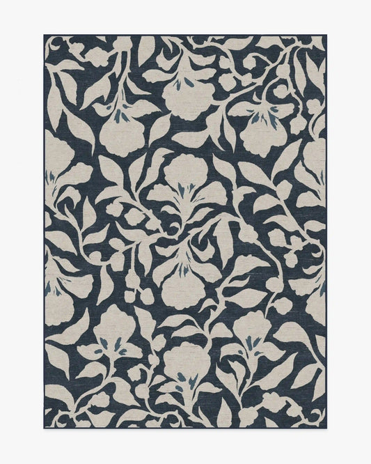 Flora Ink Blue & Ivory Rug by The Hiltons