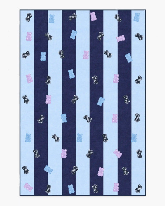 Todd Stripe Gummy Blue & Navy Rug by Humberto Leon