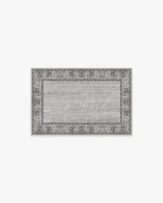 Vintage Daisy Bordered Grey Rug