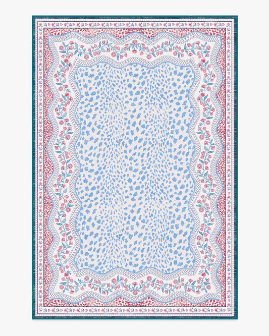 Wendy Animal Border Blue & Pink Rug by Humberto Leon