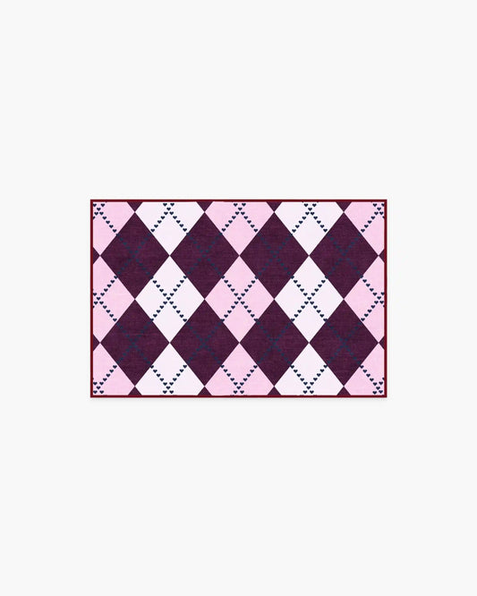 143 Argyle Burgundy & Pink Rug by Humberto Leon