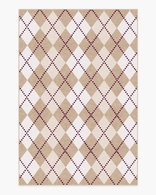 143 Argyle Khaki & Cream Rug by Humberto Leon