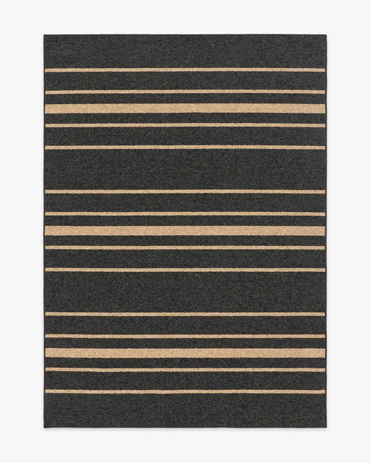 Arden Stripe Black & Natural Performance Weave Rug