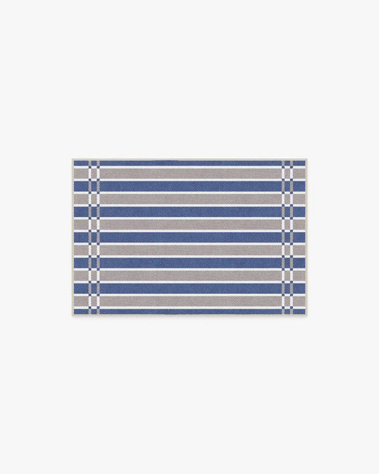 Helen Varsity Stripe Taupe & Blue Rug by Humberto Leon
