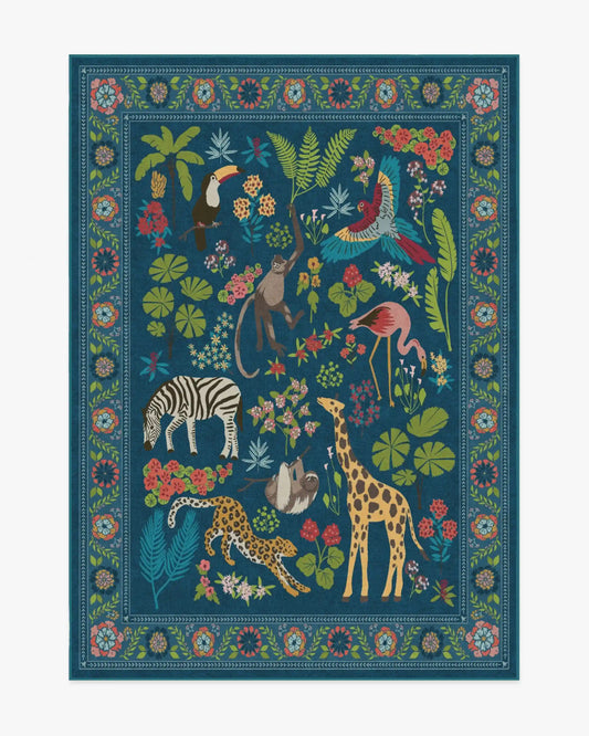 Jingle Jungle Royal Blue Rug by Iris Apfel