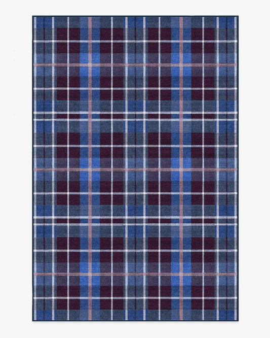 Josa Plaid Burgundy & Blue Rug by Humberto Leon