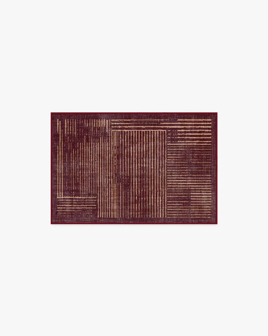 Linear Oasis Rust Red Rug