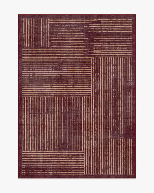 Linear Oasis Rust Red Rug