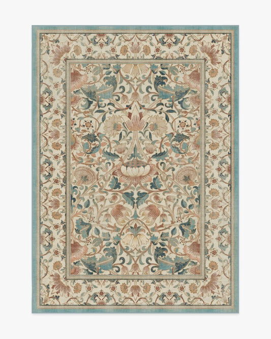 Lodden Soft Rose & Teal Rug by Morris & Co.