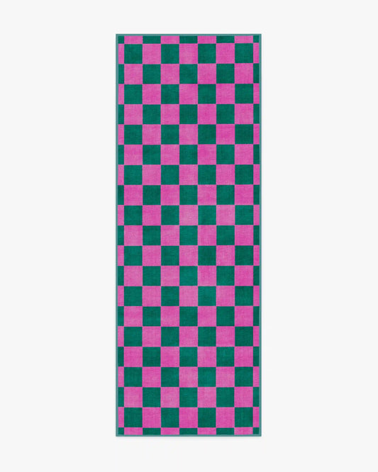 Nonna's Checkerboard Green & Lavender Rug by Dan Pelosi
