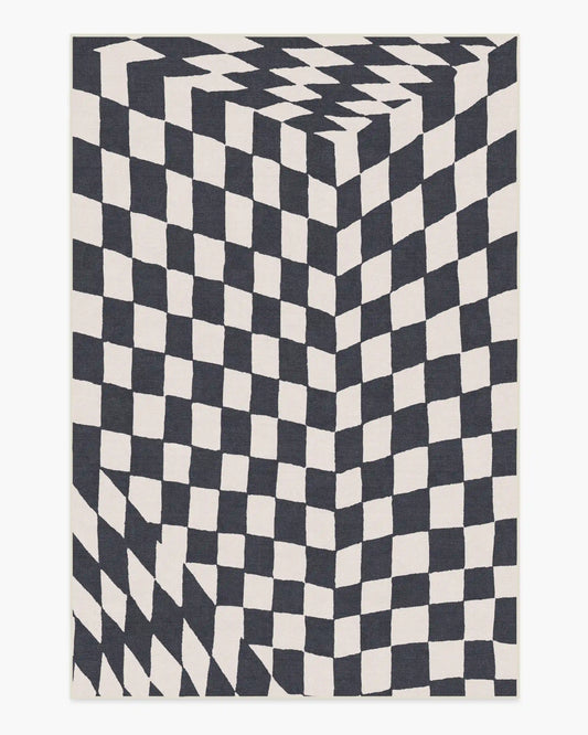 Ricardo Checkerboard Ivory & Black Rug by Humberto Leon