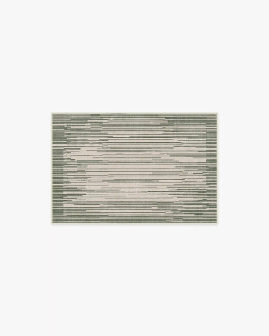 Striated Border Olive Green Rug