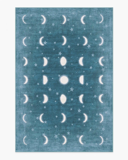 To The Moon And Back Soft Teal Rug by Humberto Leon