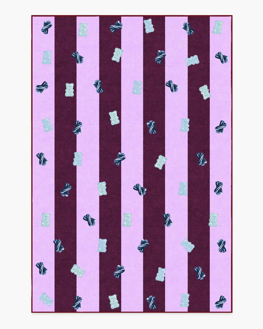 Todd Stripe Gummy Pink & Burgundy Rug by Humberto Leon