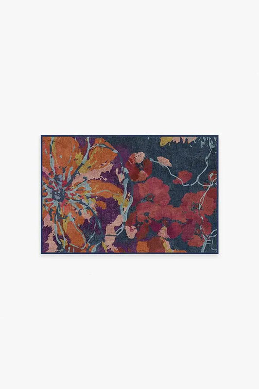 Watercolor Floral Navy Rug