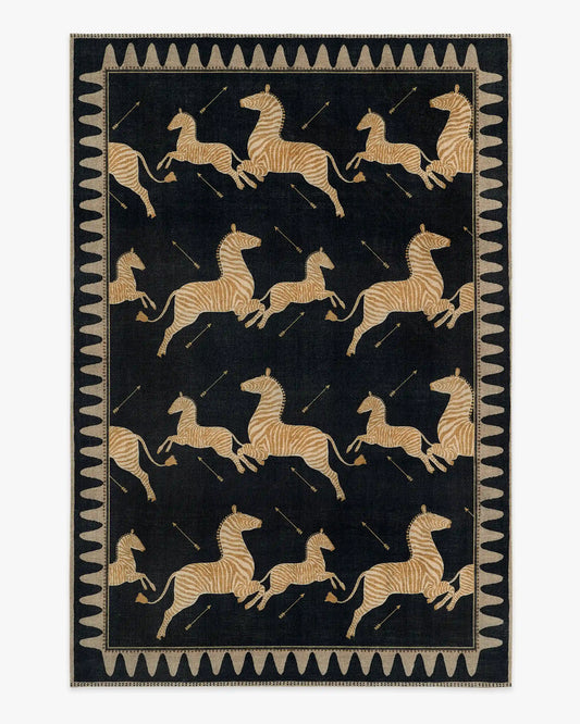 Zebras Black & Natural Rug by Scalamandré